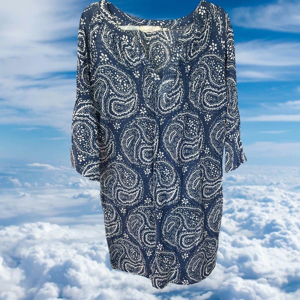 Dolma Dress Size Medium Paisley Linen Flowy Peasant Boho Shift